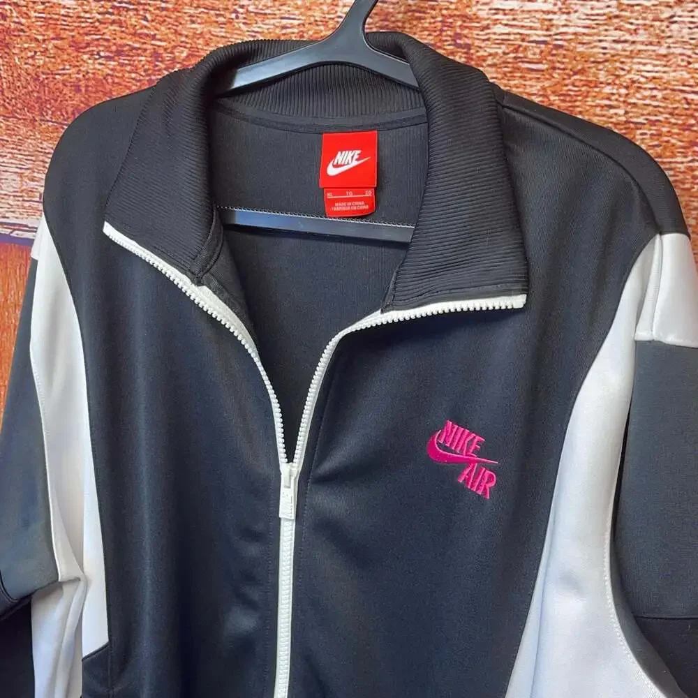 Nike Air Women's Full Zip Track Jacket in Black and White w Pink Logo XL